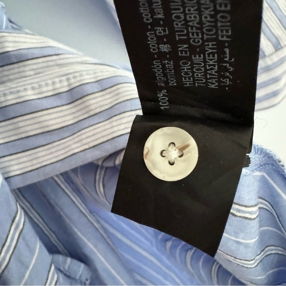 Zara Blue & White Striped Wrap poplin Blouse XS Oversized 100% Cotton ✨ - Picture 3 of 9